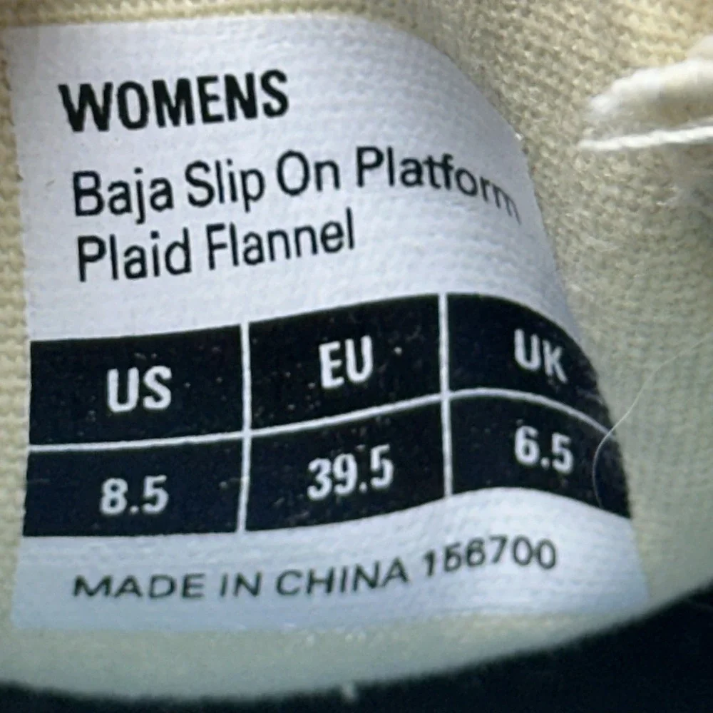 SeaVees Plaid Baja Canvas Slip-On Platform Women US 8.5 Flannel Slip On